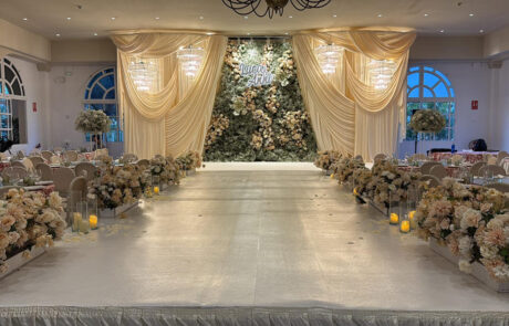 Montaje de salón para celebración de boda tradicional china en Hacienda Azahares