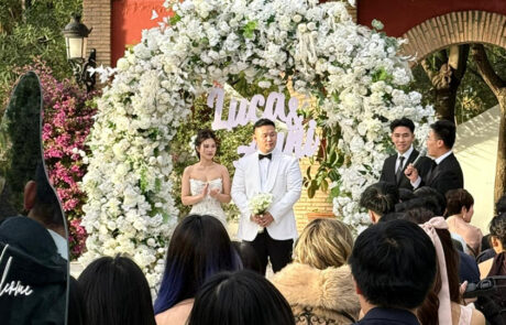 Montaje de salón para celebración de boda tradicional china en Hacienda Azahares