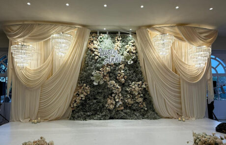 Montaje de salón para celebración de boda tradicional china en Hacienda Azahares